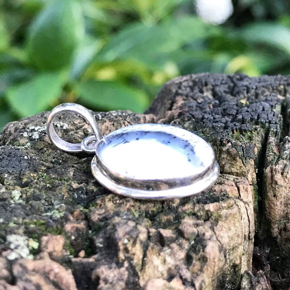 925 Sterling Silver Blue & White Agate Gemstone Rare Vintage Pendant - Picture 6 of 6